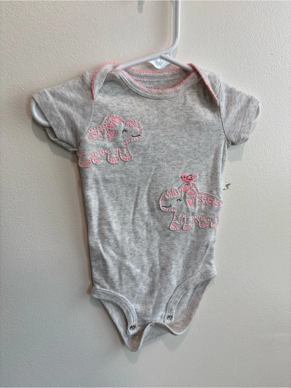 3-6 month baby girl short sleeve onesie bundle sister Dino flower owl